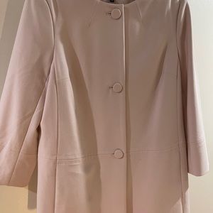 NWT Talbots wool jacket. No collar. Shell pink. Size 14. 32 inches long.